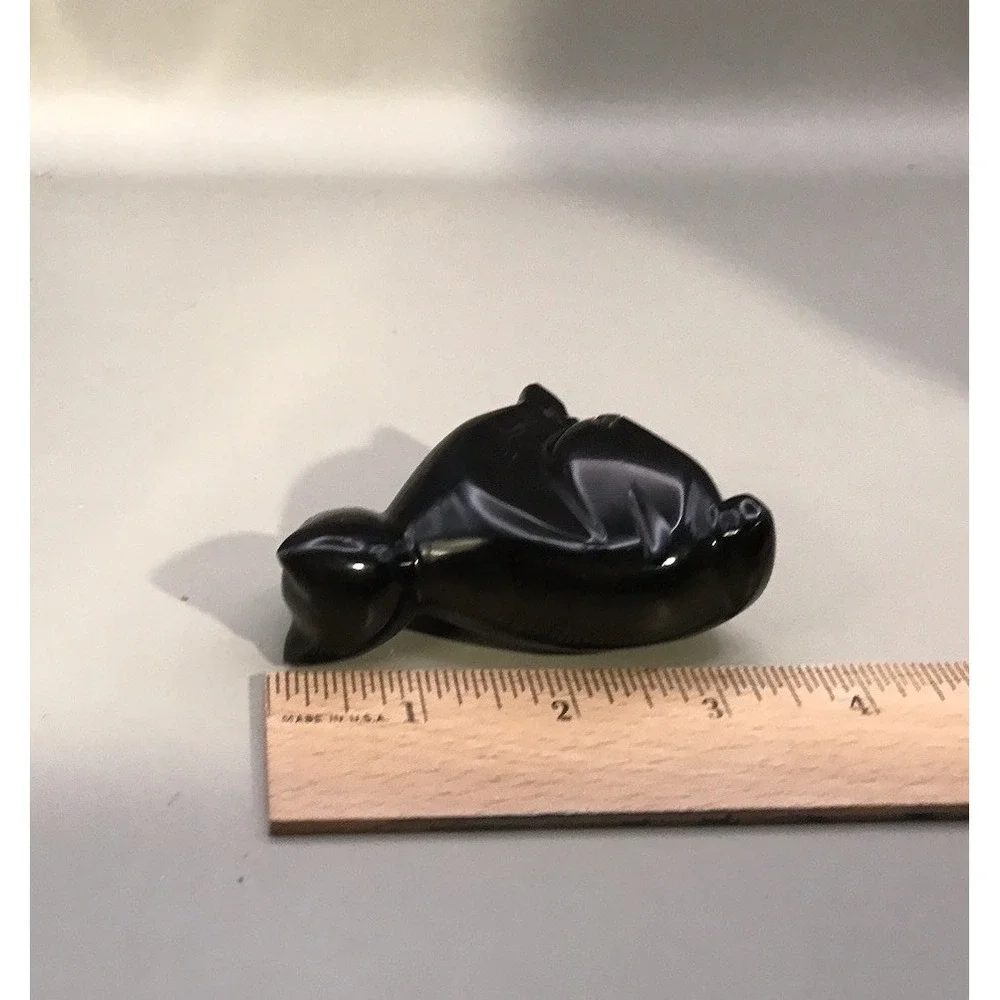 Black‎ Onyx/marble? Stone Kitty Cat